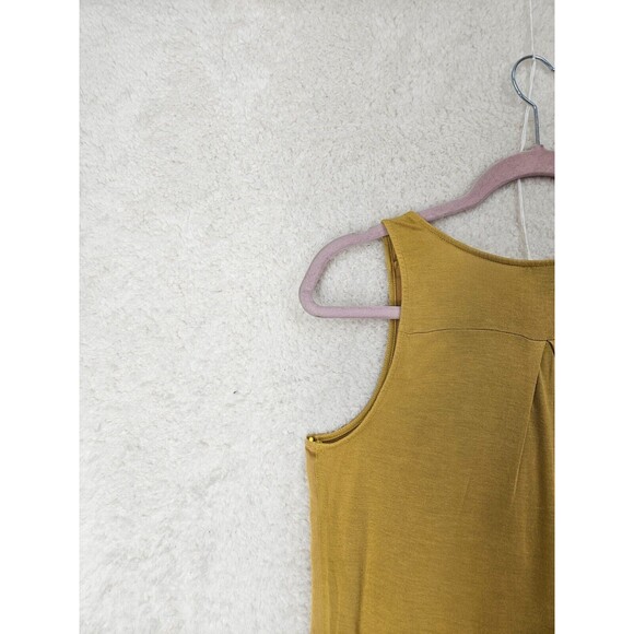 Express Women Top Small Yellow Chiffon Blend Sleeveless 1/4 Zip Tank Blouse - Picture 11 of 16